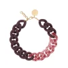 Vanessa Baroni Halsketten|Big Flat Chain Necklace 2 Color Red Glitter - Matt Aubergine
