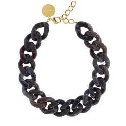 Vanessa Baroni Halsketten|Big Flat Chain Necklace Blue Multicolor