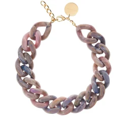 Vanessa Baroni Halsketten|Big Flat Chain Necklace Denim Rainbow