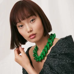 Vanessa Baroni Halsketten|Big Flat Chain Necklace Green