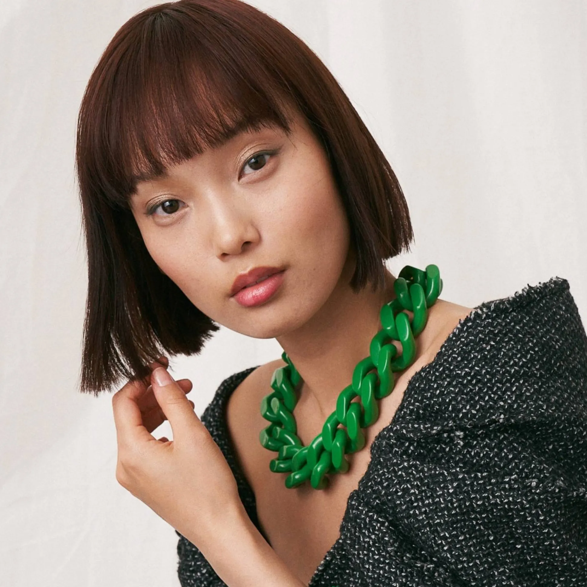 Vanessa Baroni Halsketten|Big Flat Chain Necklace Green