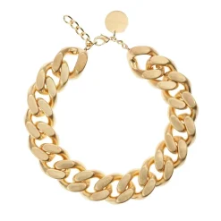 Vanessa Baroni Halsketten|Big Flat Chain Necklace Gold Vintage