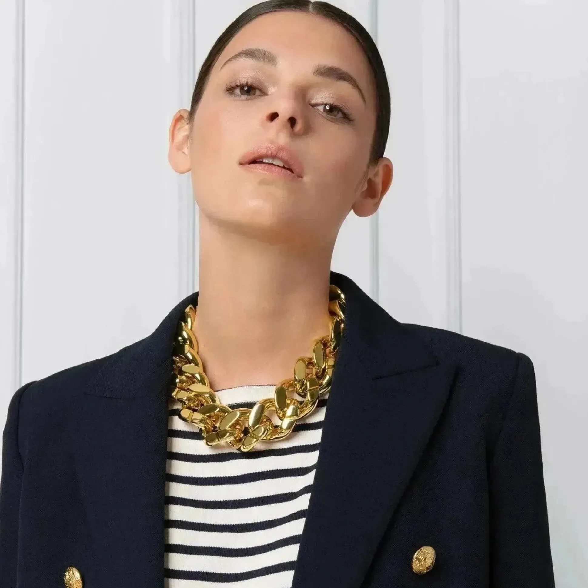 Vanessa Baroni Halsketten|Big Flat Chain Necklace Gold