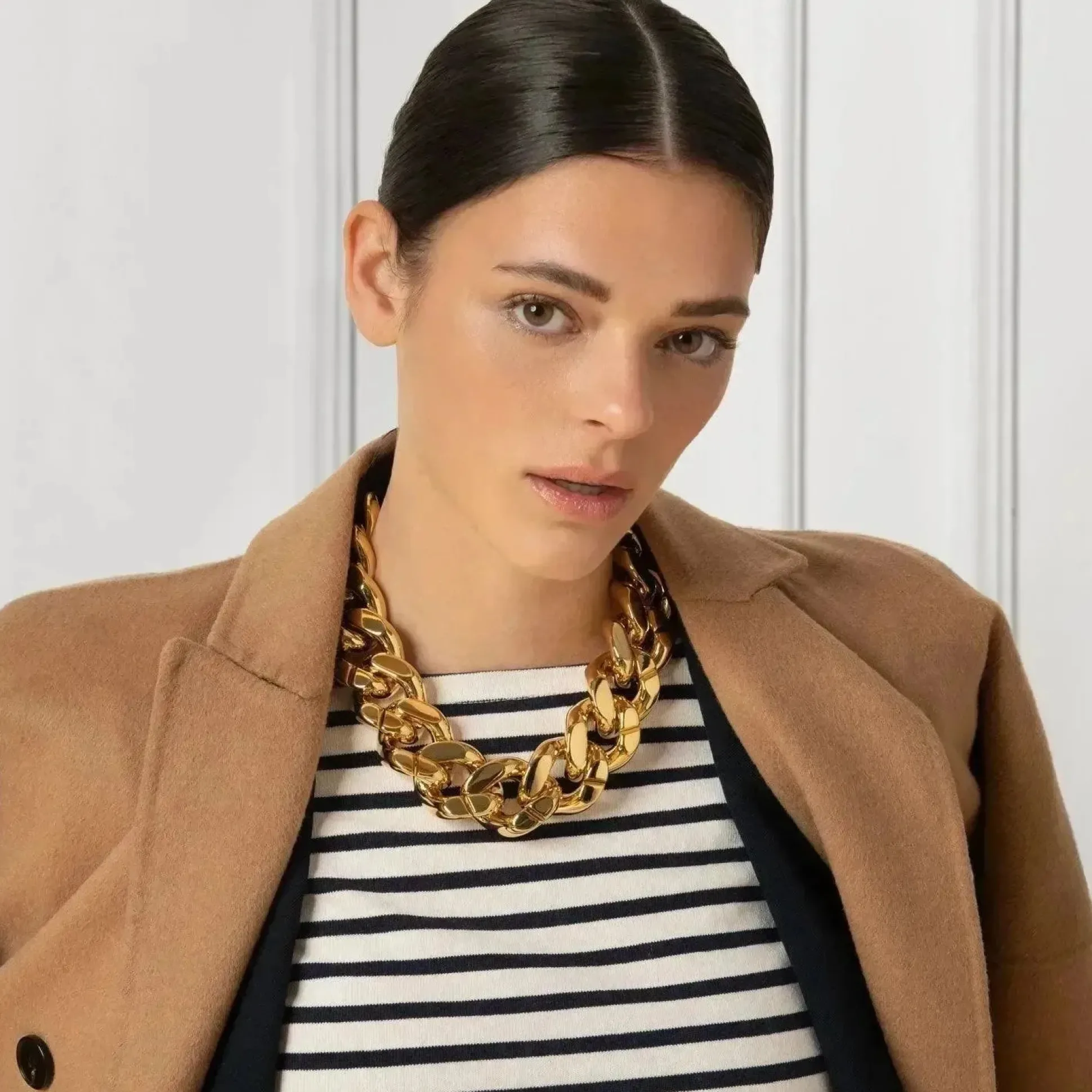 Vanessa Baroni Halsketten|Big Flat Chain Necklace Gold
