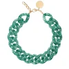 Vanessa Baroni Halsketten|Big Flat Chain Necklace Green Glitter