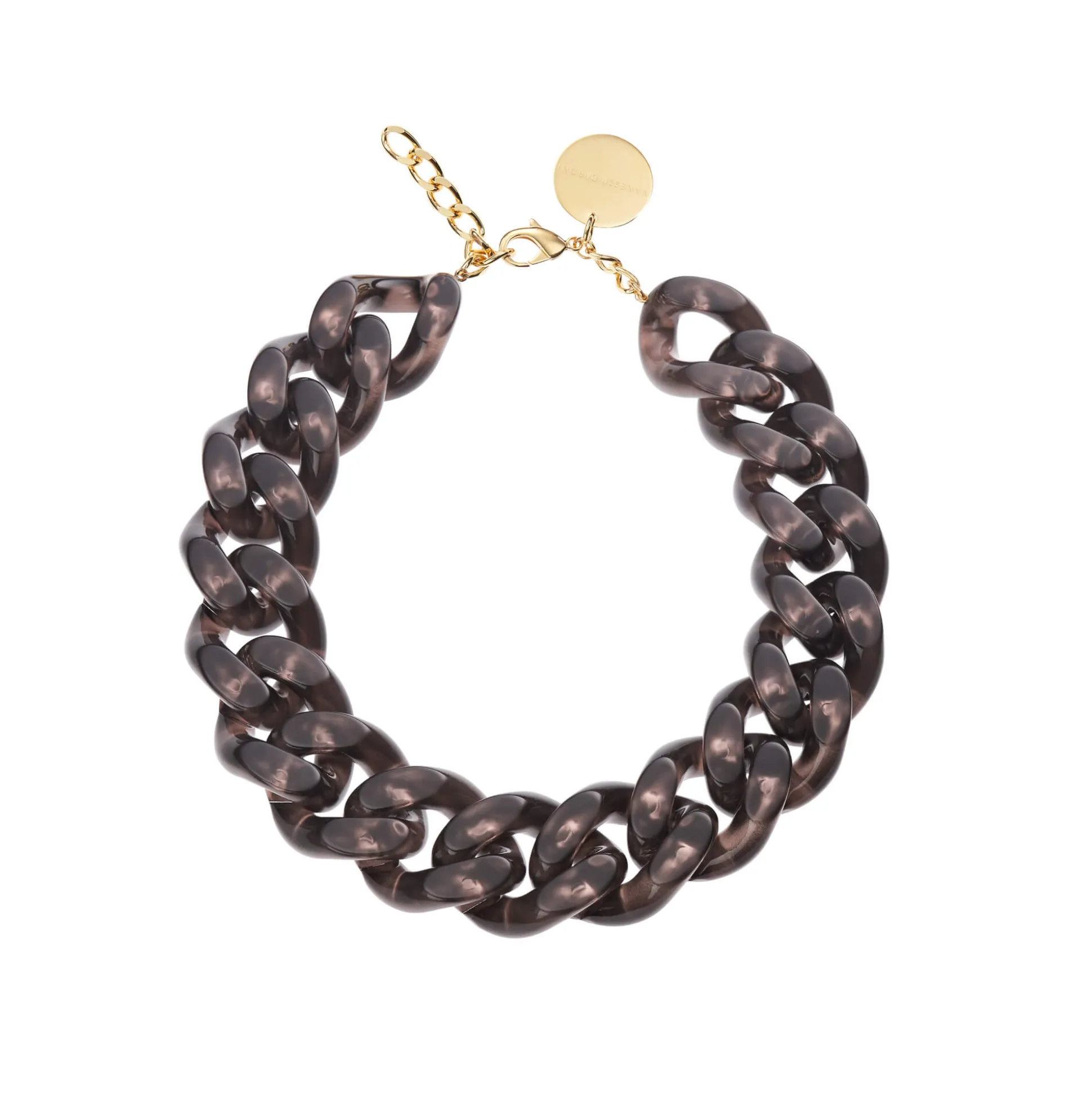 Vanessa Baroni Halsketten|Big Flat Chain Necklace Laguna Taupe