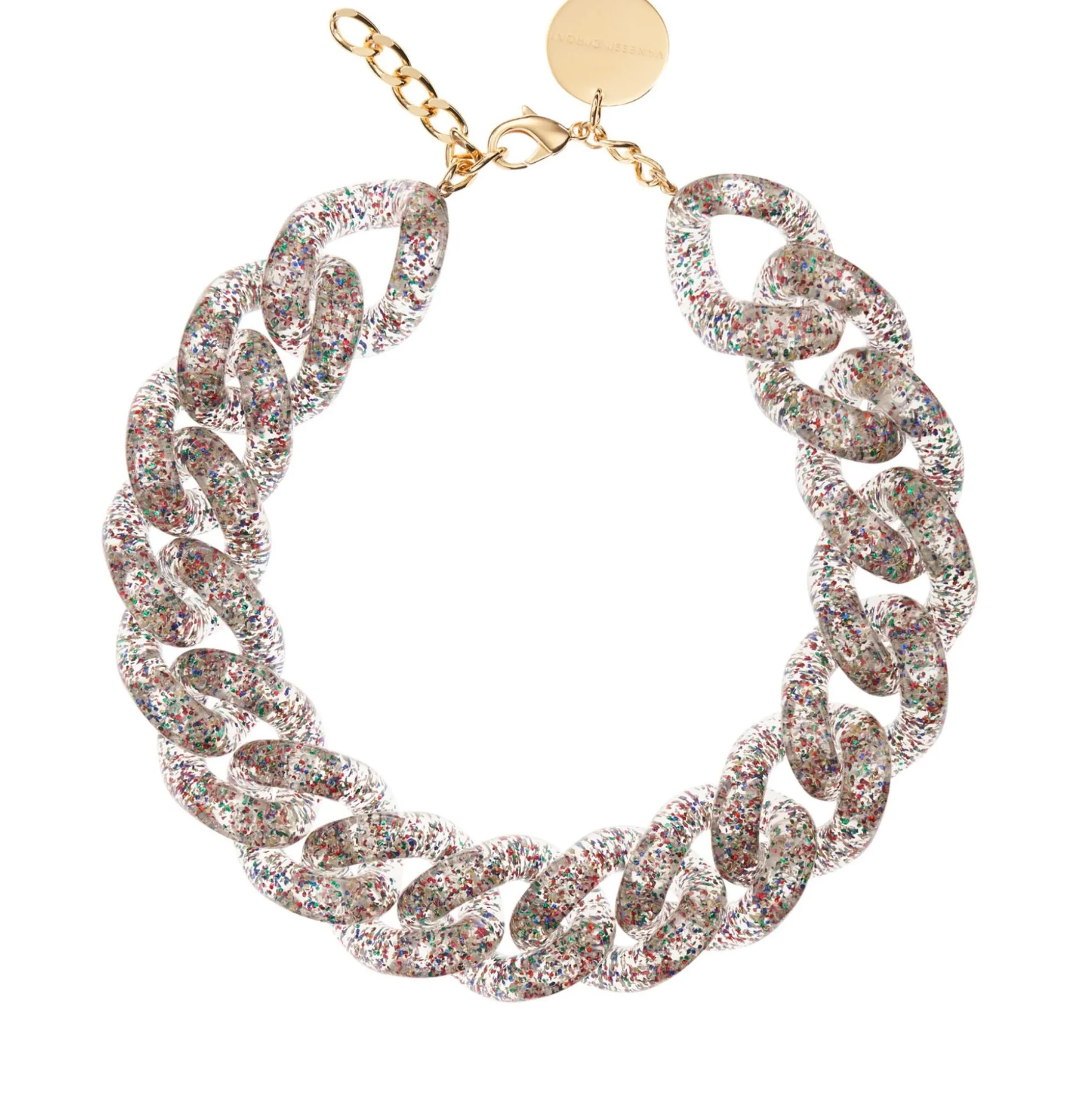 Vanessa Baroni Halsketten|Big Flat Chain Necklace Multi Glitter