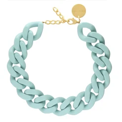 Vanessa Baroni Halsketten|Big Flat Chain Necklace Matt Baby Blue