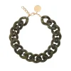 Vanessa Baroni Halsketten|Big Flat Chain Necklace Olive Marble