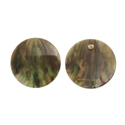 Vanessa Baroni Ohrringe|Disc Earring Olive Marble