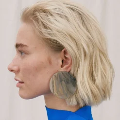 Vanessa Baroni Ohrringe|Disc Earring Olive Marble