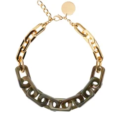Vanessa Baroni Halsketten|Edge Necklace With Gold - Olive Marble
