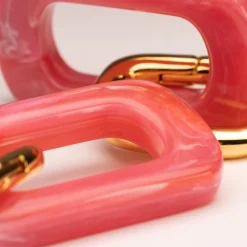 Vanessa Baroni Ohrringe|Edge With Gold Earring Pink Marble