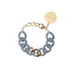 Vanessa Baroni Armbänder|Flat Chain Bracelet 2 Color With Gold - Pigeon Blue - Pigeon Blue Matt