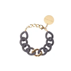 Vanessa Baroni Armbänder|Flat Chain Bracelet 2 Color With Gold - Pigeon Grey - Pigeon Grey Matt
