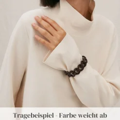 Vanessa Baroni Armbänder|Flat Chain Bracelet 2 Color With Gold - Pigeon Grey - Pigeon Grey Matt