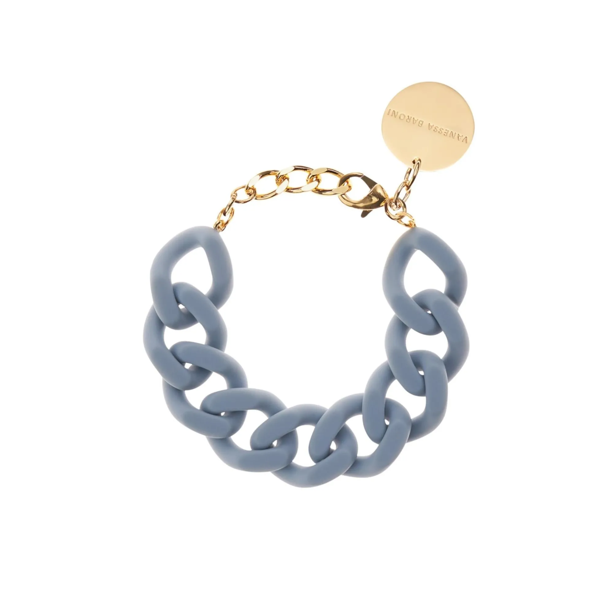 Vanessa Baroni Armbänder|Flat Chain Bracelet Matt Pigeon Blue
