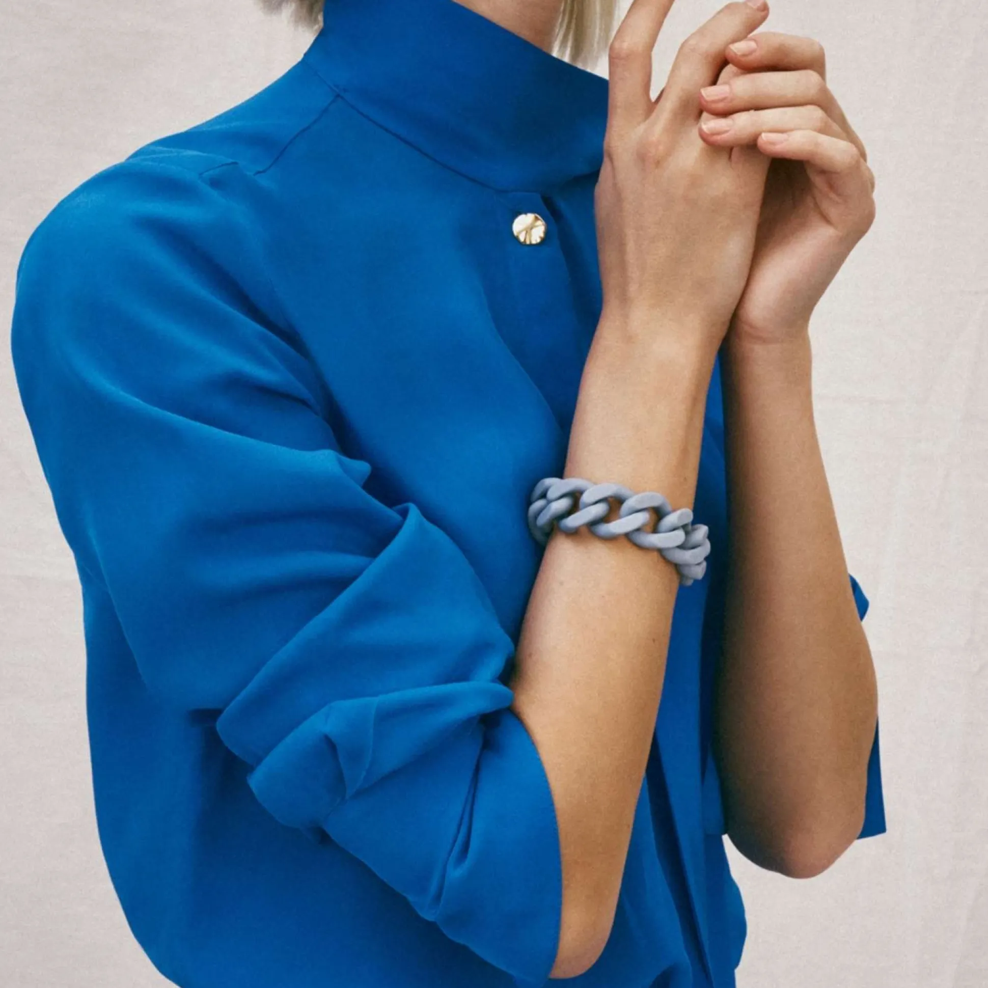 Vanessa Baroni Armbänder|Flat Chain Bracelet Matt Pigeon Blue
