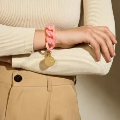 Vanessa Baroni Armbänder|Flat Chain Bracelet Neon Pink Marble