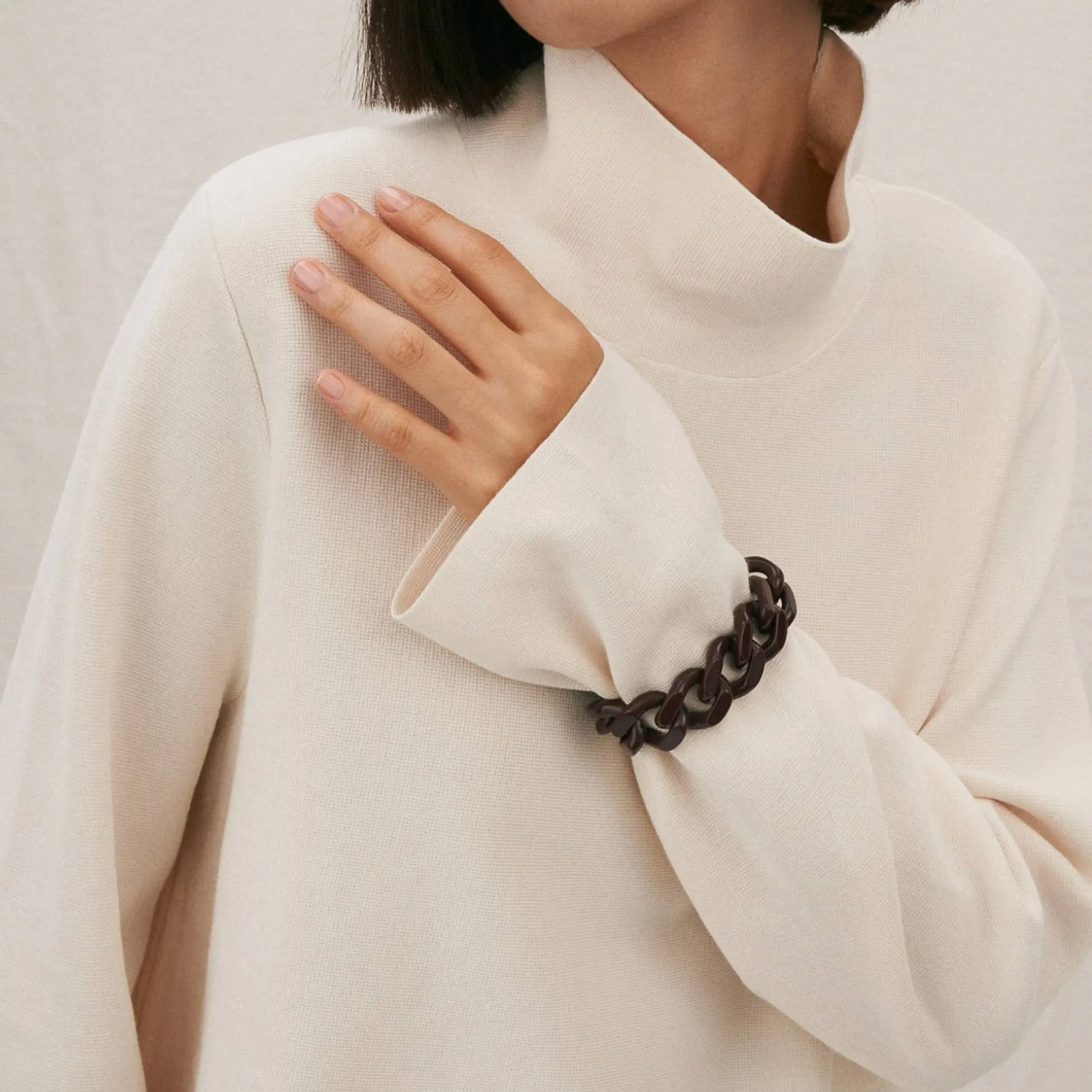 Vanessa Baroni Armbänder|Flat Chain Bracelet Winter Taupe