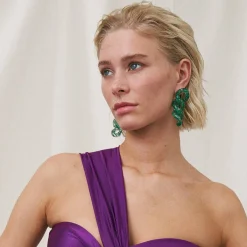 Vanessa Baroni Ohrringe|Flat Chain Earring Green Glitter