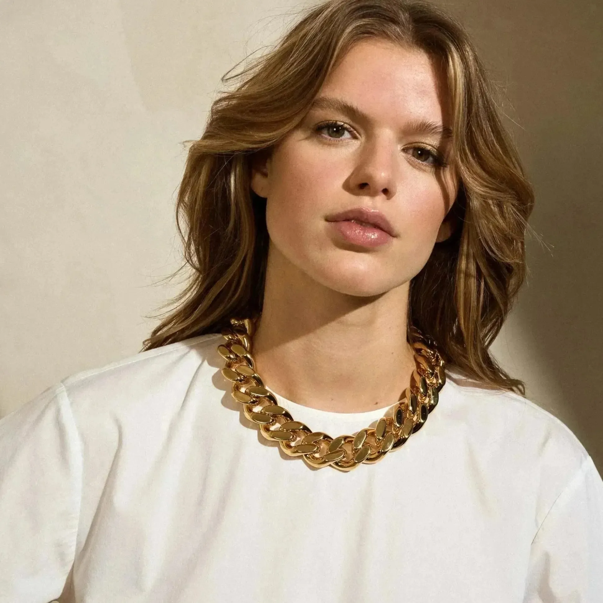 Vanessa Baroni Halsketten|Flat Chain Necklace Gold