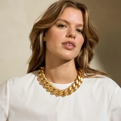 Vanessa Baroni Halsketten|Flat Chain Necklace Gold Vintage