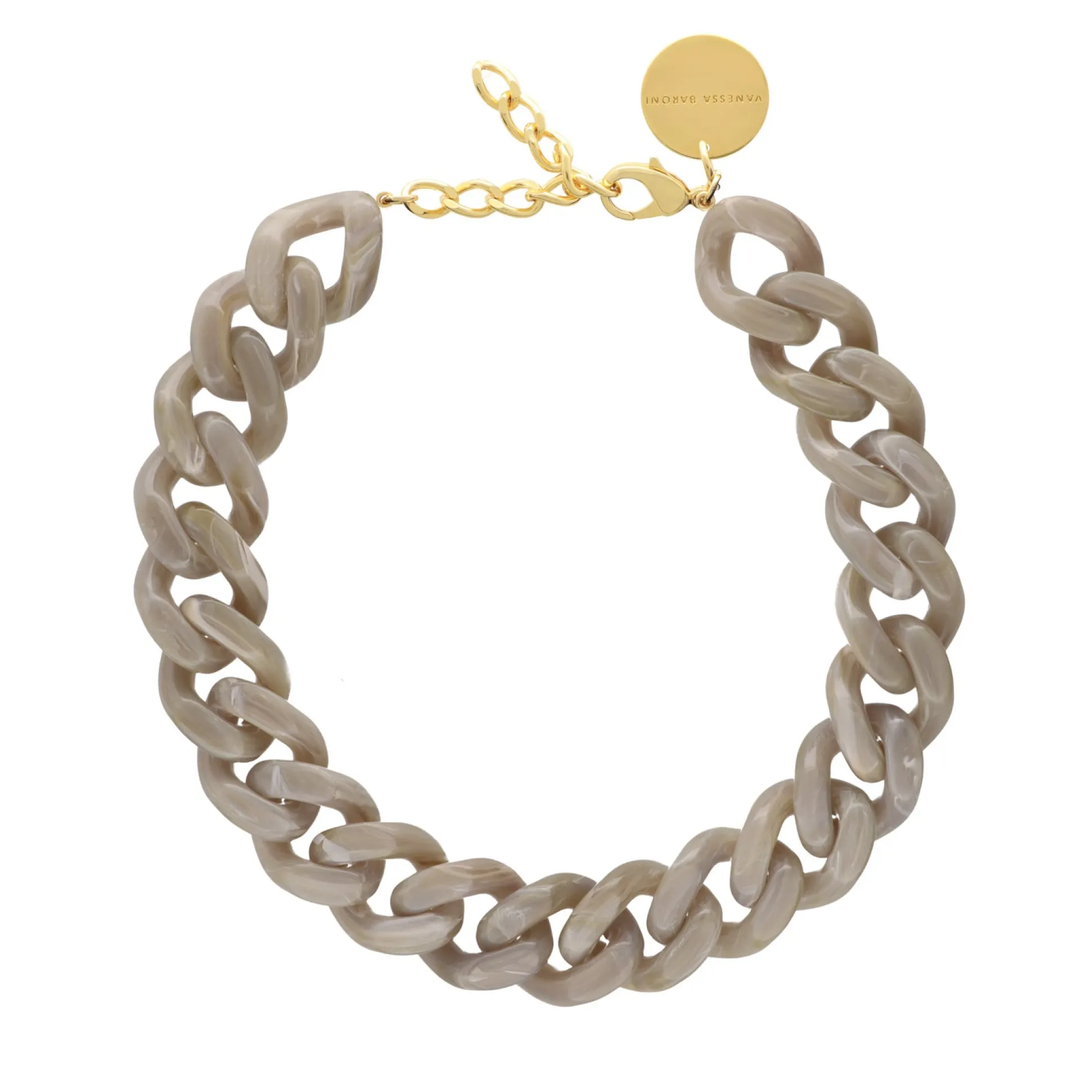 Vanessa Baroni Halsketten|Flat Chain Necklace Greige Marble
