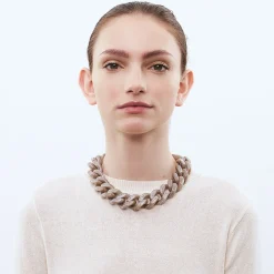 Vanessa Baroni Halsketten|Flat Chain Necklace Greige Marble