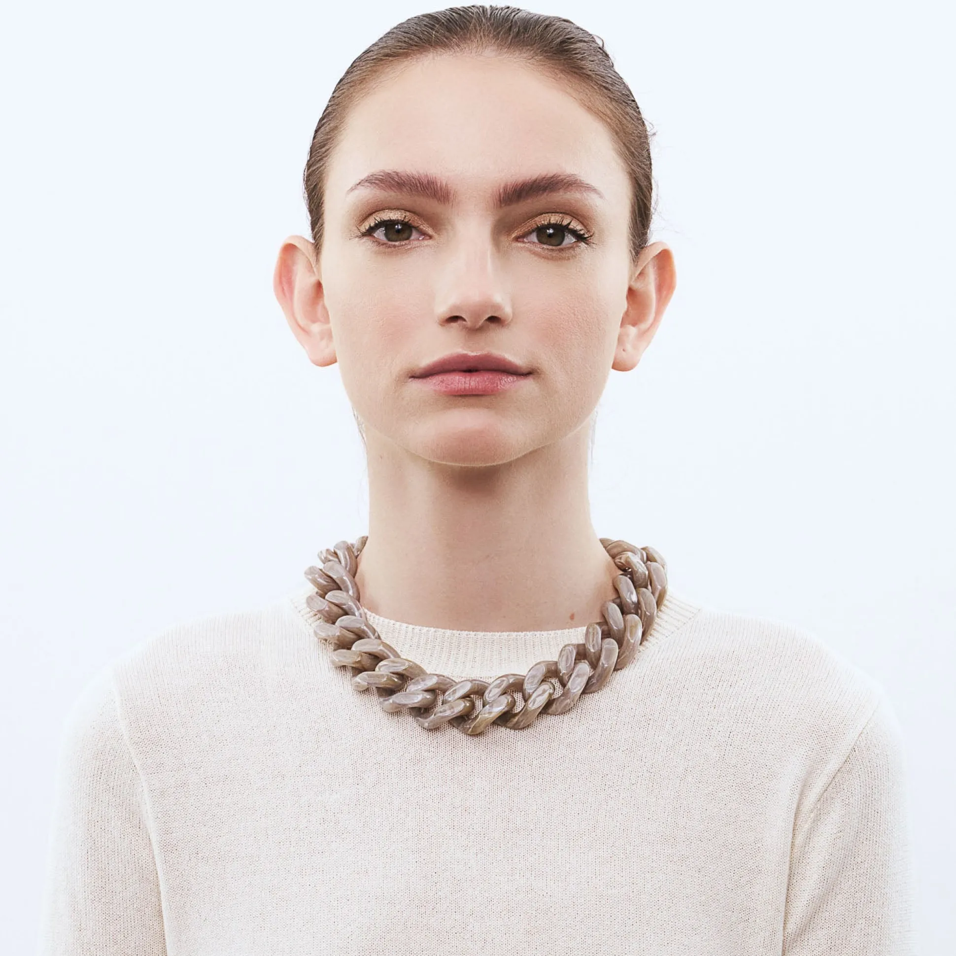 Vanessa Baroni Halsketten|Flat Chain Necklace Greige Marble