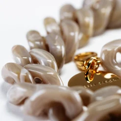 Vanessa Baroni Halsketten|Flat Chain Necklace Greige Marble