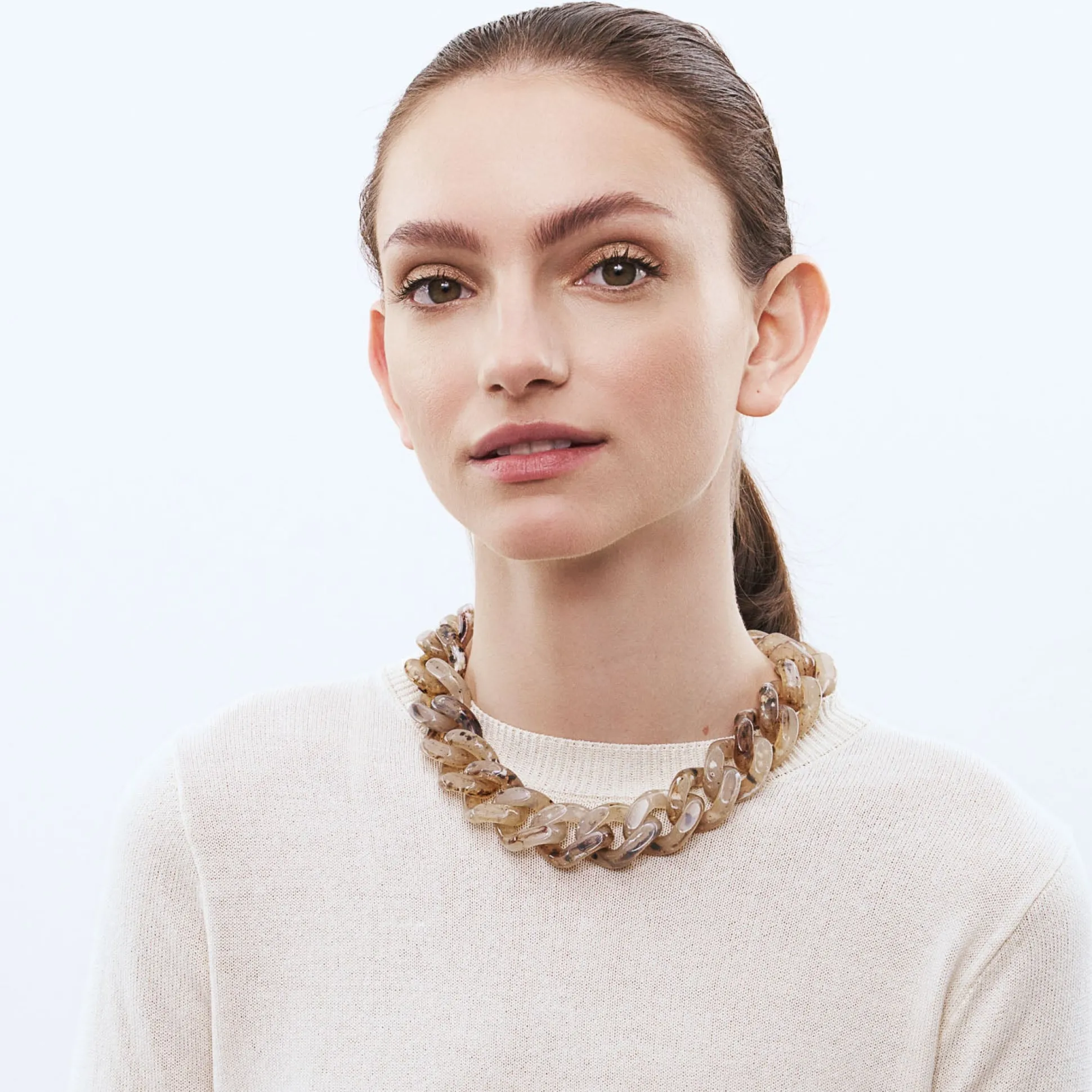 Vanessa Baroni Halsketten|Flat Chain Necklace Light Bernstein
