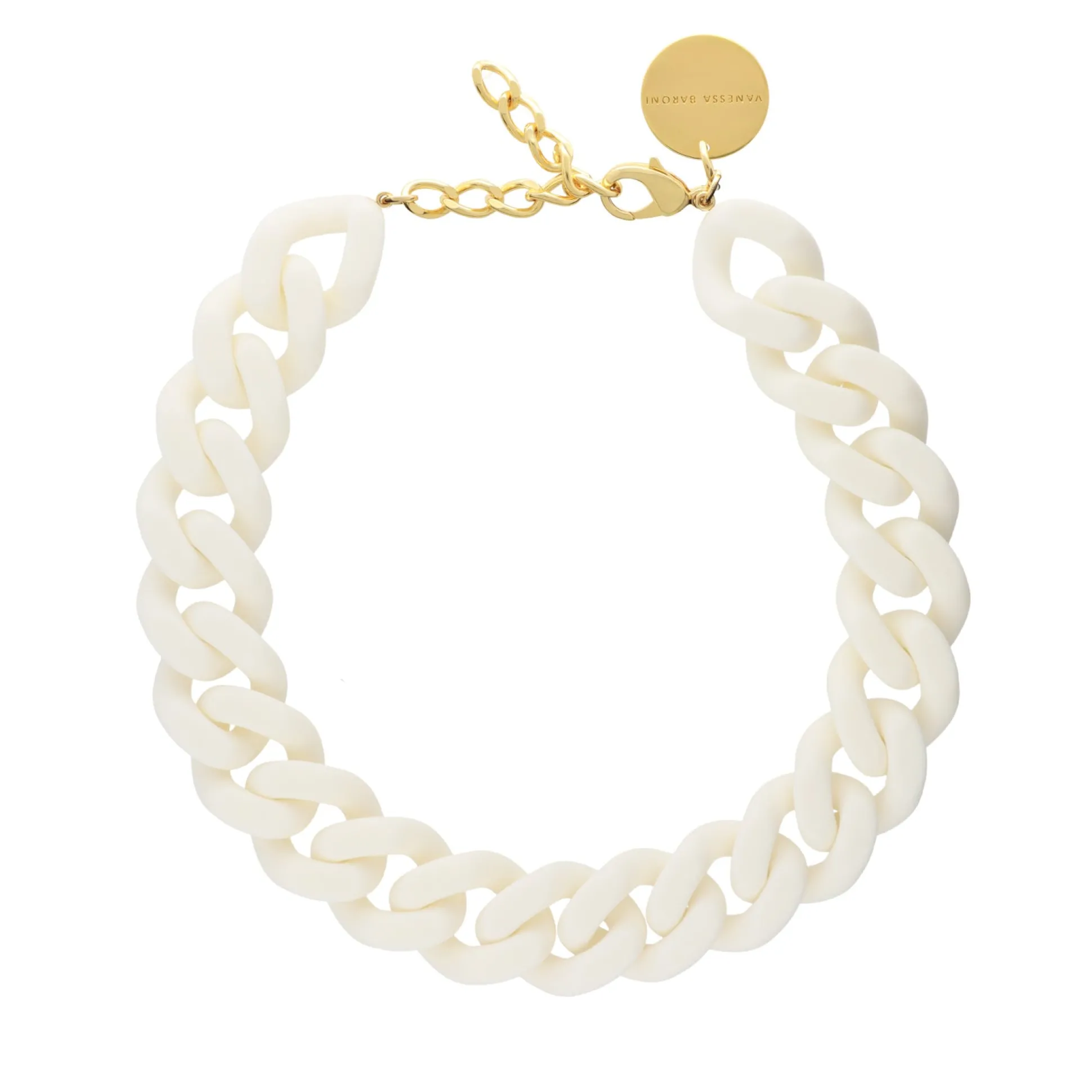 Vanessa Baroni Halsketten|Flat Chain Necklace Matt Off White