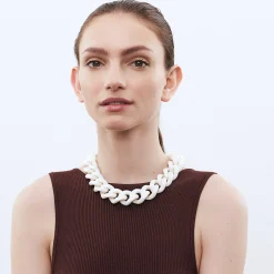 Vanessa Baroni Halsketten|Flat Chain Necklace Matt Off White