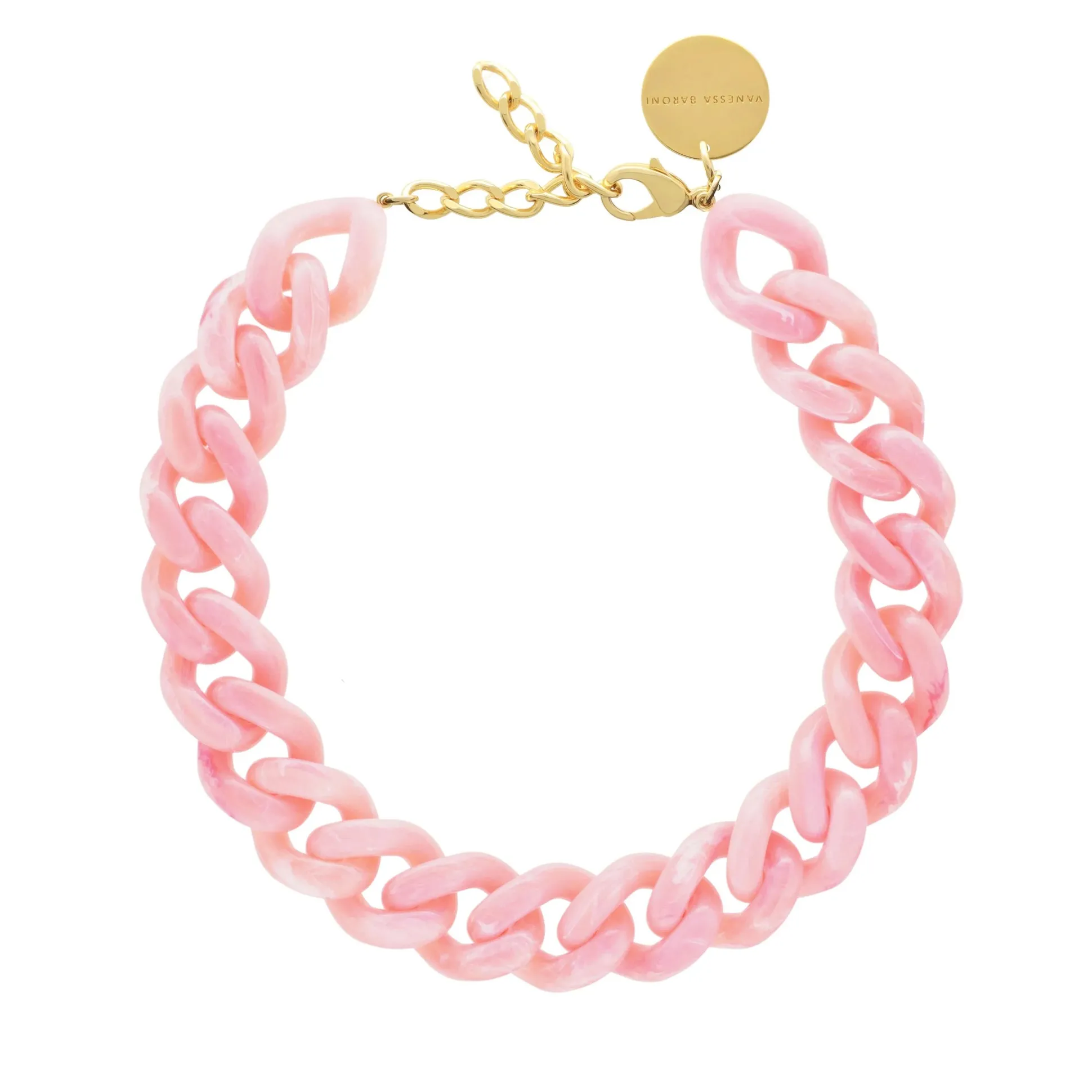 Vanessa Baroni Halsketten|Flat Chain Necklace Neon Pink Marble