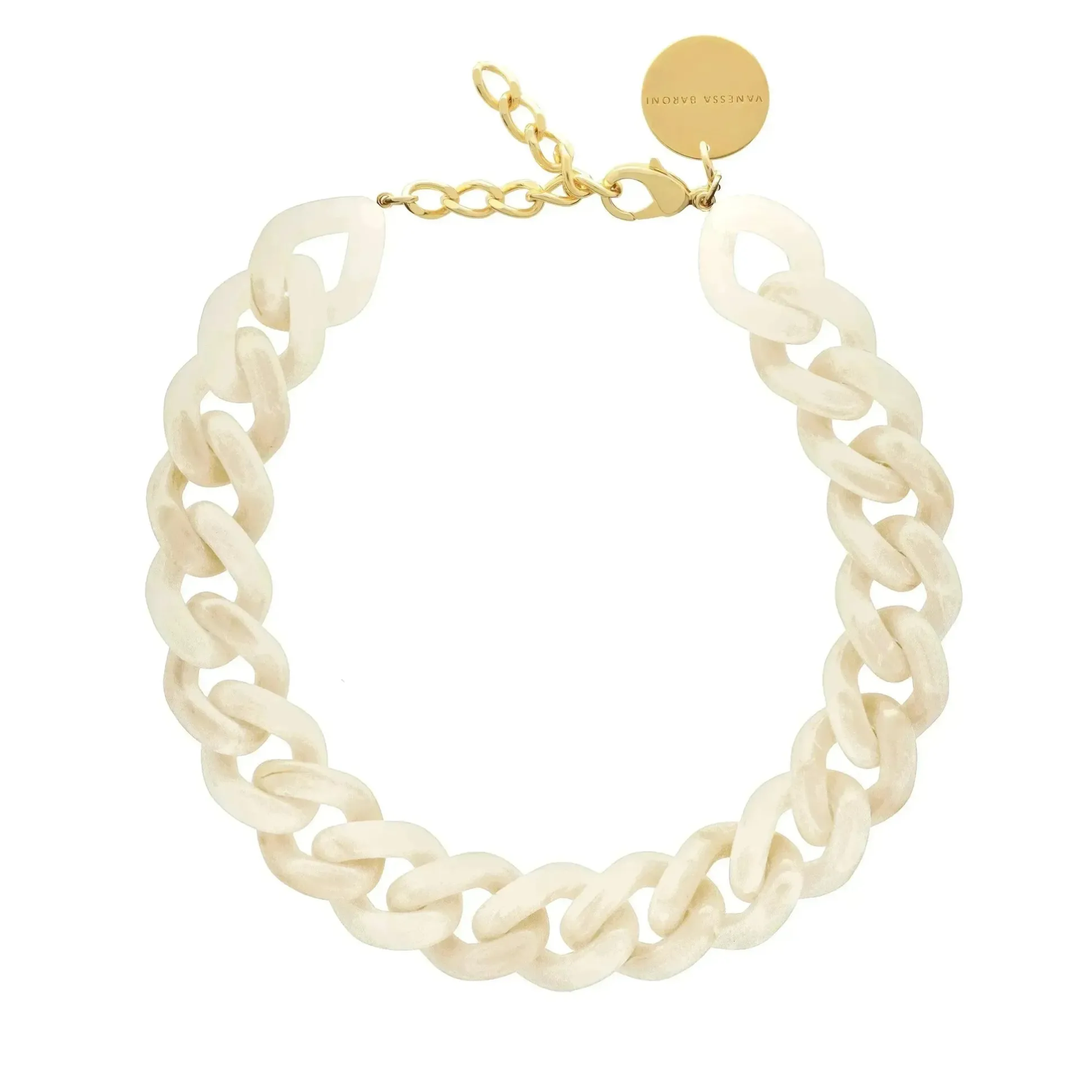 Vanessa Baroni Halsketten|Flat Chain Necklace Pearl Marble