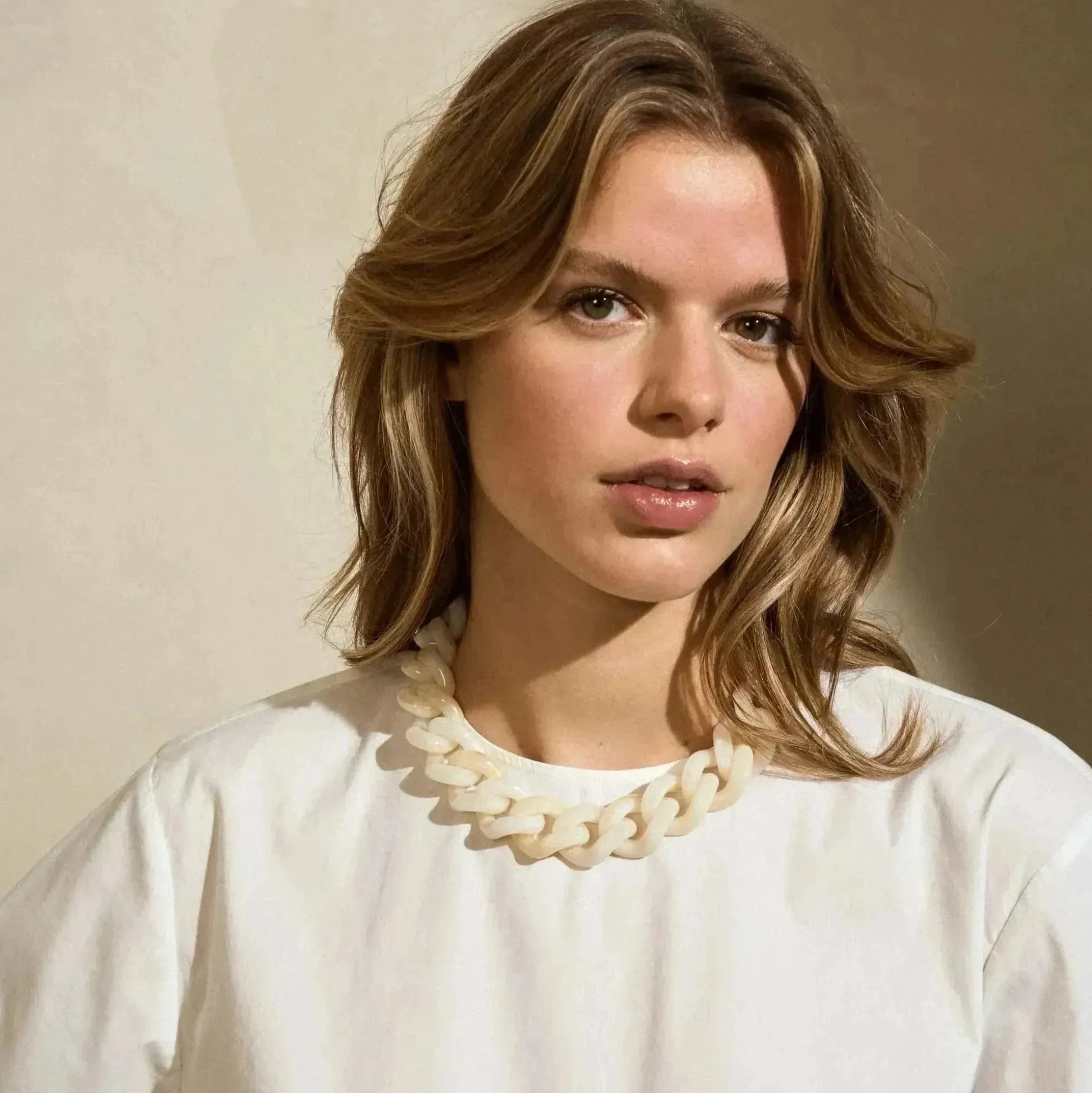 Vanessa Baroni Halsketten|Flat Chain Necklace Pearl Marble