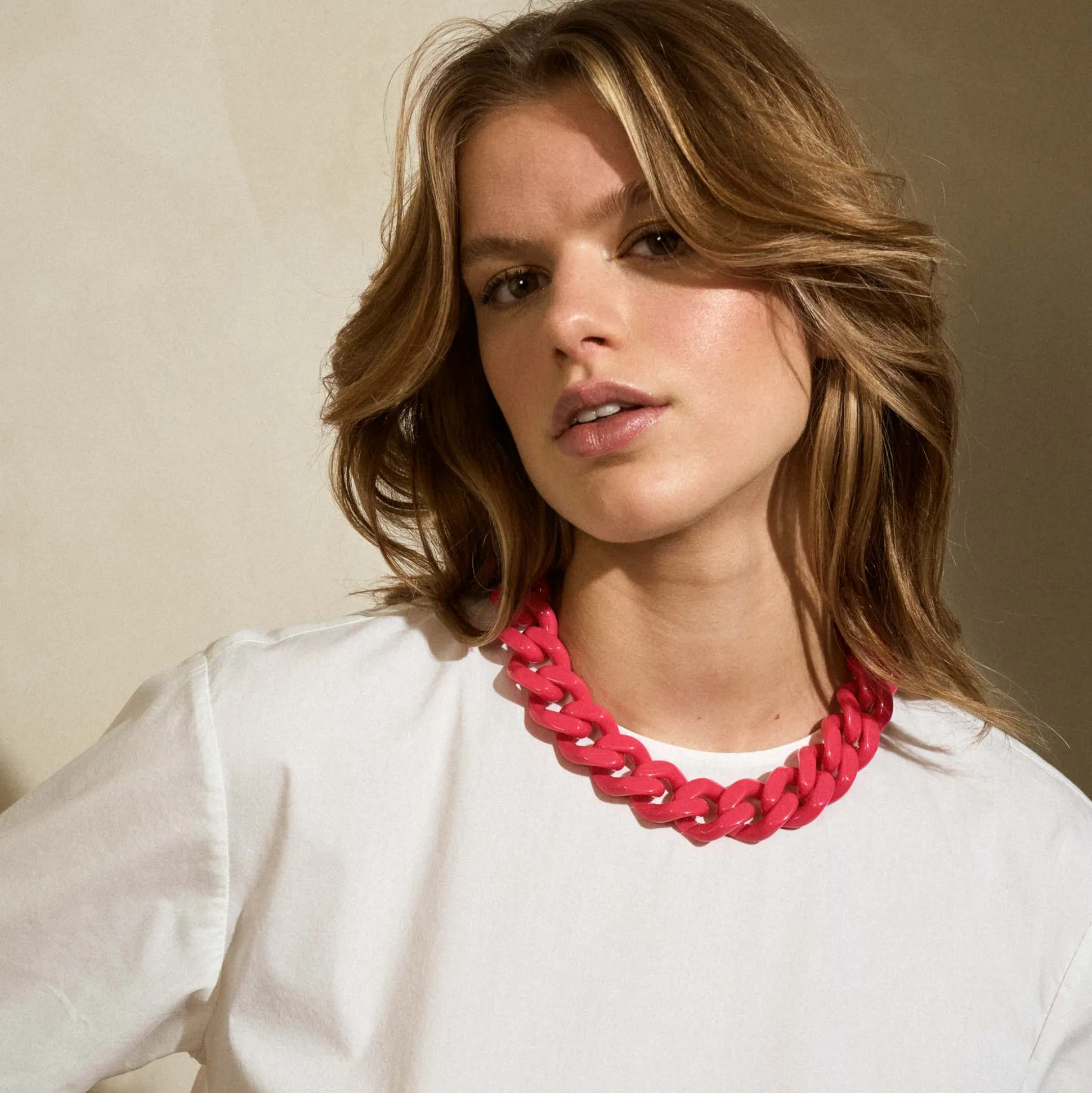 Vanessa Baroni Halsketten|Flat Chain Necklace Pink