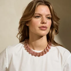 Vanessa Baroni Halsketten|Flat Chain Necklace Rose Marble