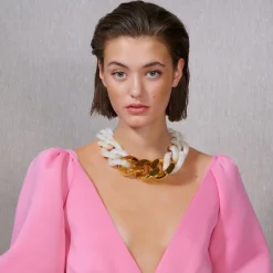 Vanessa Baroni Halsketten|Great Necklace With Gold - Pearl Marble