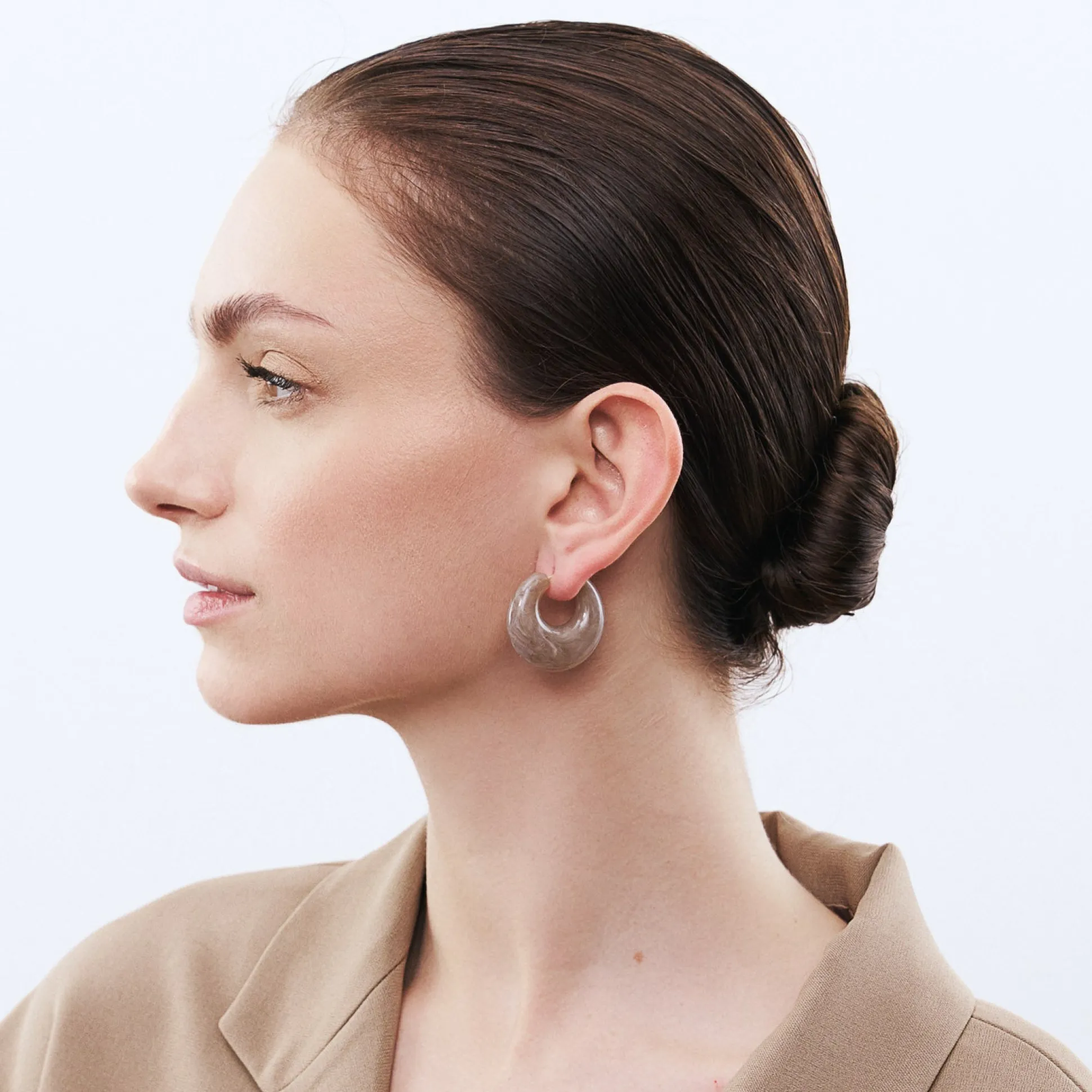 Vanessa Baroni Ohrringe|Moon Earring Greige Marble