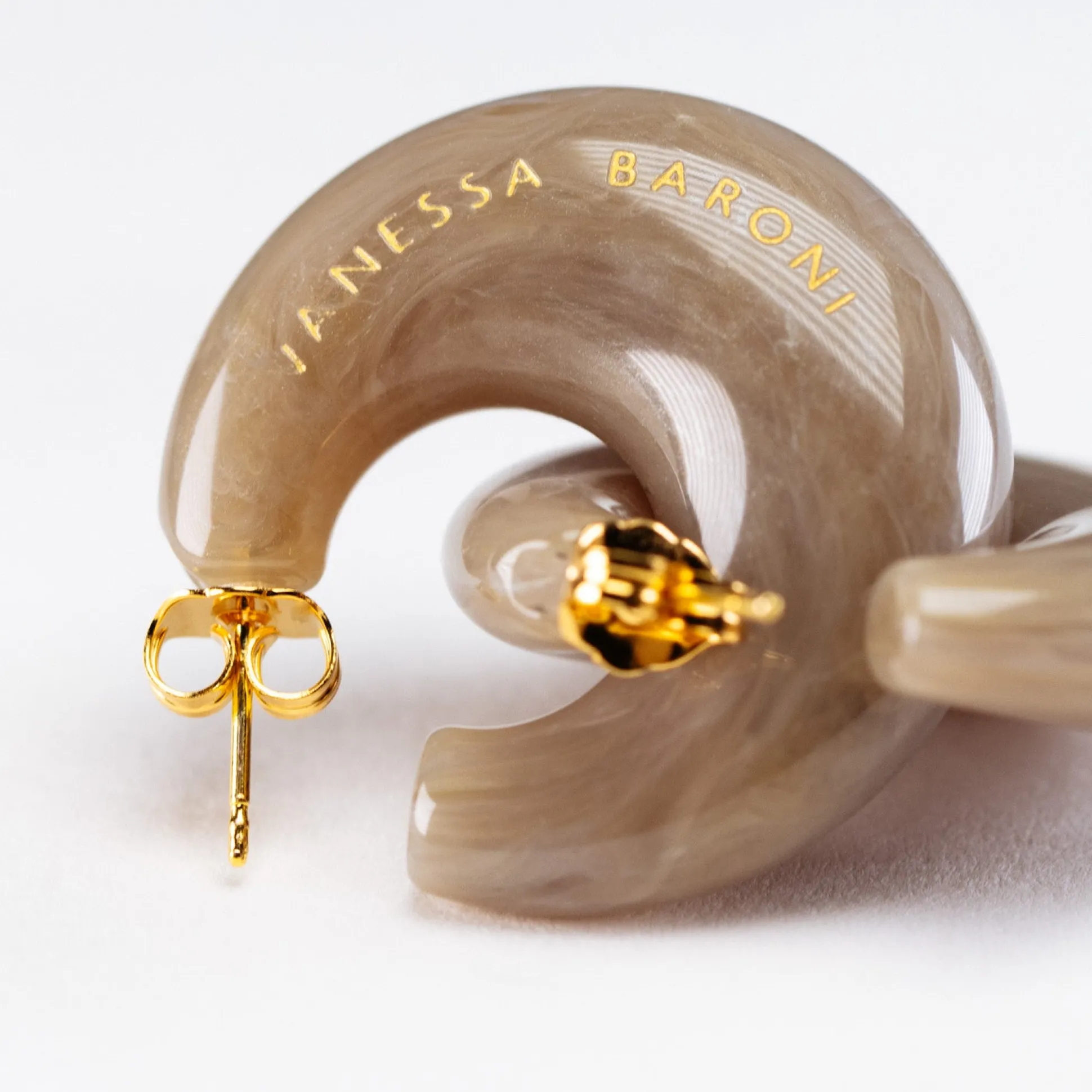 Vanessa Baroni Ohrringe|Moon Earring Greige Marble