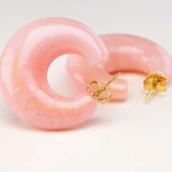Vanessa Baroni Ohrringe|Moon Earring Neon Pink Marble