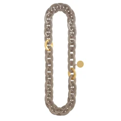 Vanessa Baroni Halsketten|Oval Necklace Long With Gold - Greige Marble - Matt Light Taupe
