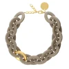Vanessa Baroni Halsketten|Oval Necklace Short With Gold - Matt Light Taupe