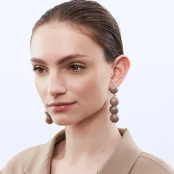 Vanessa Baroni Ohrringe|Small Beads Earring Greige Marble