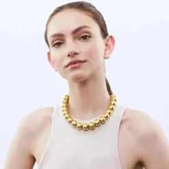 Vanessa Baroni Halsketten|Small Beads Necklace Short Gold Vintage