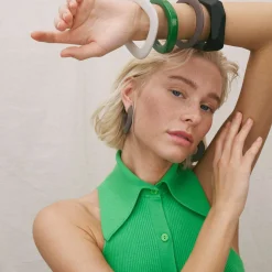 Vanessa Baroni Armbänder|Squared Bangle Matt Grey