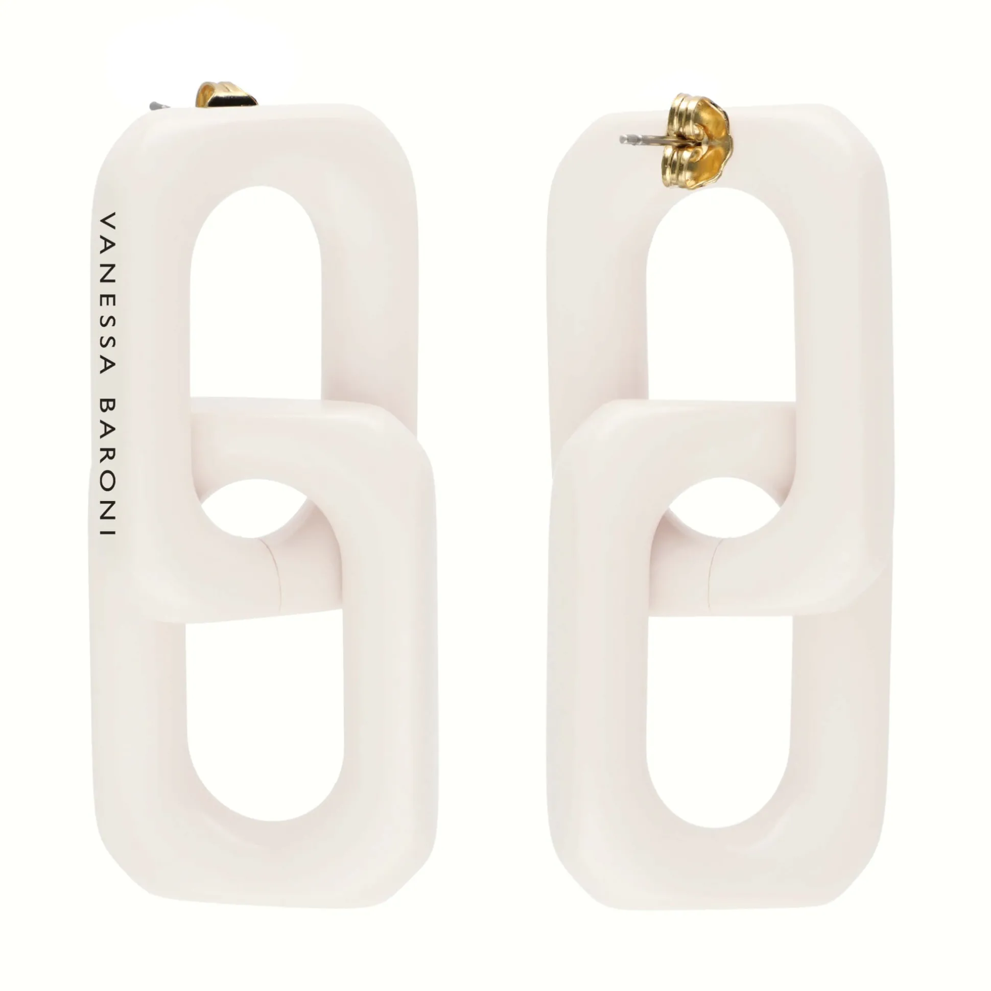 Vanessa Baroni Ohrringe|Squared Double Earring Large Off-White