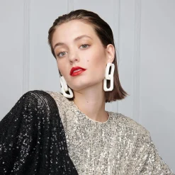 Vanessa Baroni Ohrringe|Squared Double Earring Large Off-White